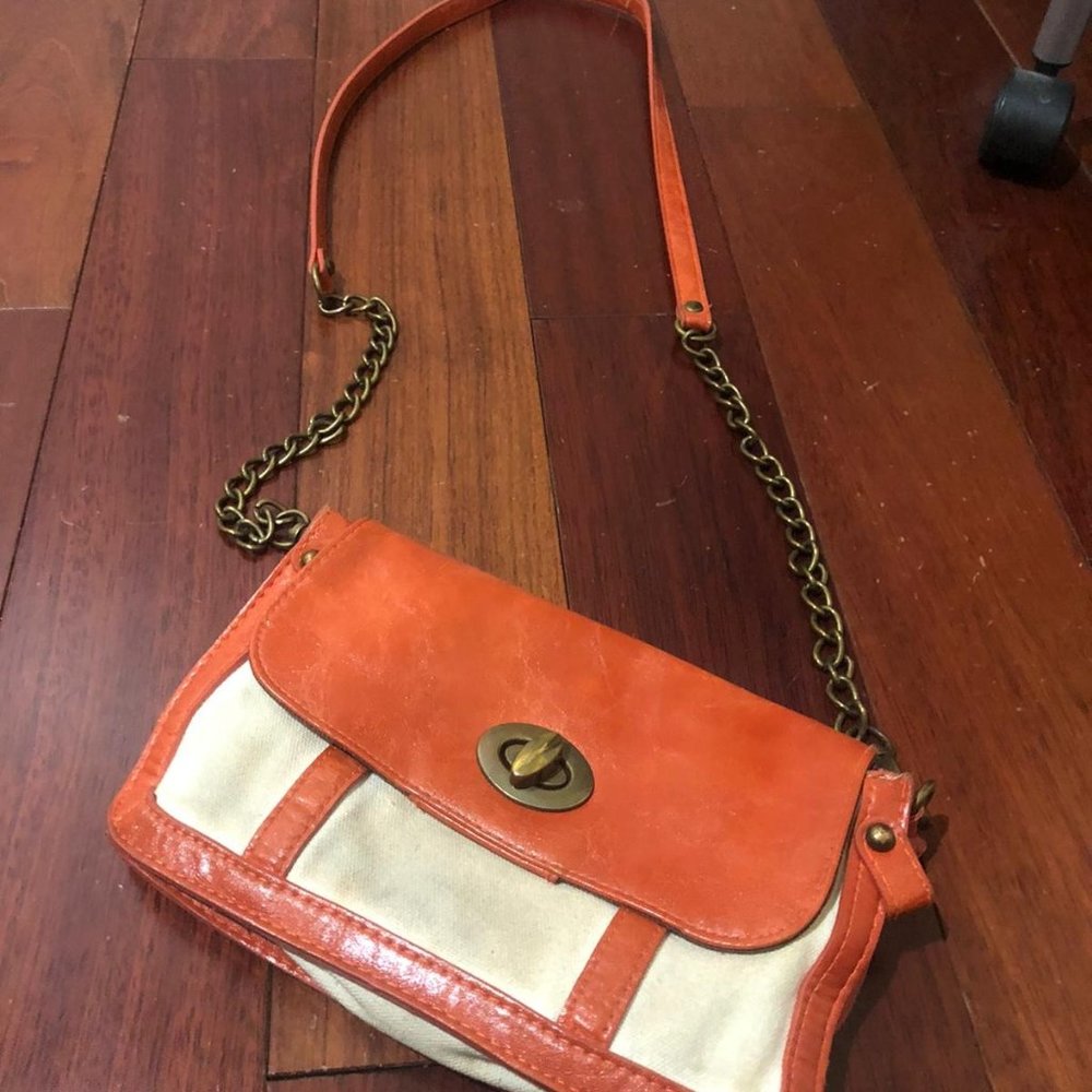 Small Orange and White Crossbody Bag
